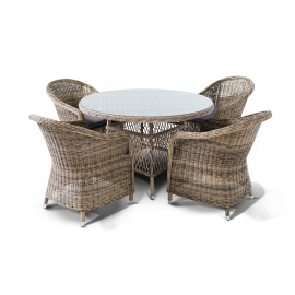 Обеденная группа Равенна плетеная, цвет соломенный