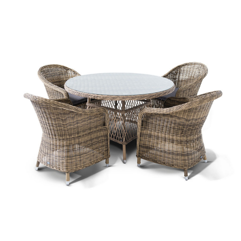 Обеденная группа Равенна плетеная, цвет соломенный