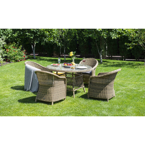 Обеденная группа Равенна плетеная, цвет соломенный