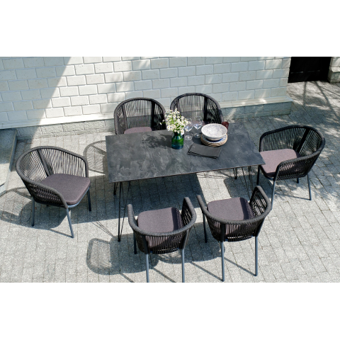 Стол Руссо обеденный из HPL 150х80см, цвет "черный мрамор"