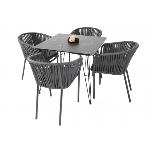 Стол Руссо обеденный стол из HPL квадратный 90х90см, цвет "черный мрамор"