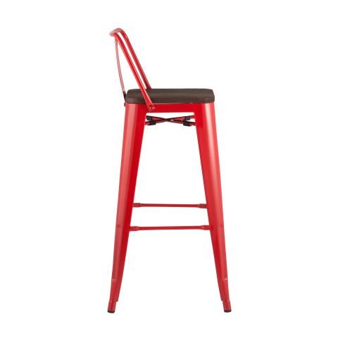 Стул барный TOLIX WOOD со спинкой красный глянцевый 2 шт