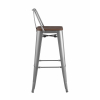 Стул барный TOLIX WOOD со спинкой серебристый матовый