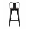 Стул полубарный TOLIX WOOD со спинкой черный глянцевый