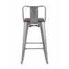 Стул полубарный TOLIX WOOD со спинкой серебристый матовый