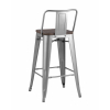 Стул полубарный TOLIX WOOD со спинкой серебристый матовый