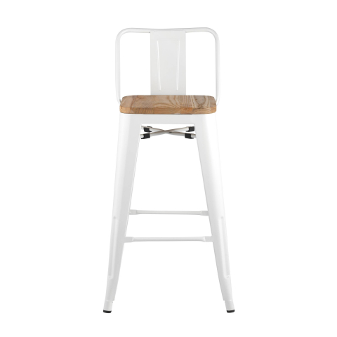 Стул полубарный TOLIX WOOD со спинкой белый глянцевый