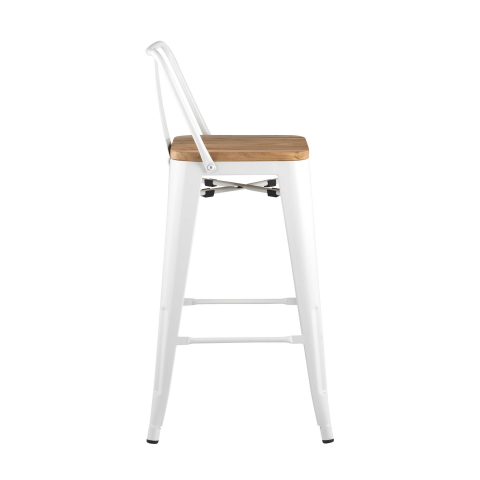 Стул полубарный TOLIX WOOD со спинкой белый глянцевый