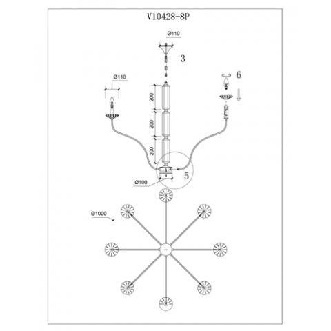 Люстра подвесная Moderli V10428-8P Catania