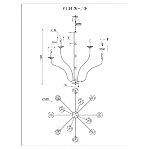 Люстра подвесная Moderli V10429-12P Catania