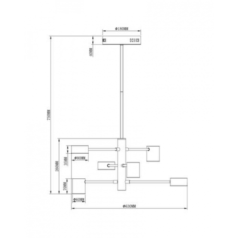 Люстра на штанге Moderli V2740-6CL Lewes 6*LED*5W