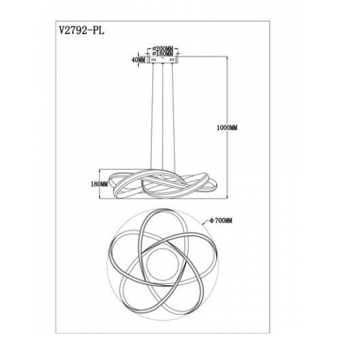 Светодиодная подвесная люстра с пультом Moderli V2792-PL Tiara LED 188W