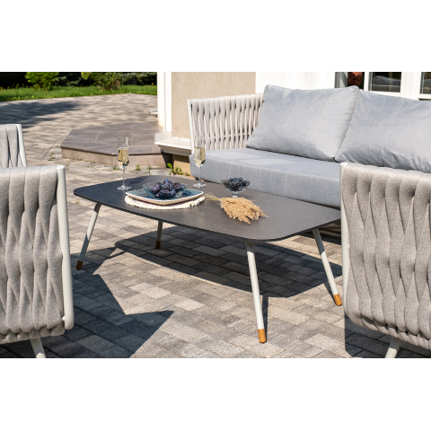 "Верона" журнальный стол из HPL 120х65, H40, каркас светло-серый (RAL 7035) муар, цвет столешницы "серый гранит"