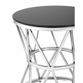 Журнальный стол 50*50 ВИВА серебро стекло черное