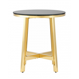 Журнальный стол 50*50 АЛЬБА золото стекло черное