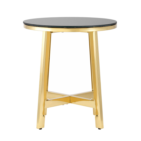 Журнальный стол 50*50 АЛЬБА золото стекло черное