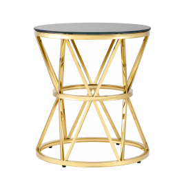 Журнальный стол 50*50 ВИВА золото стекло черное