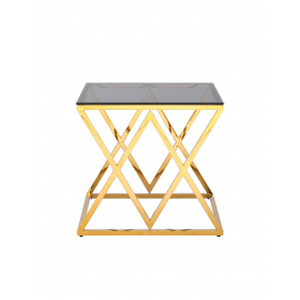 Журнальный стол 55*55 ИНСИГНИЯ золото стекло smoke