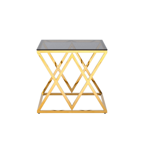 Журнальный стол 55*55 ИНСИГНИЯ золото стекло smoke