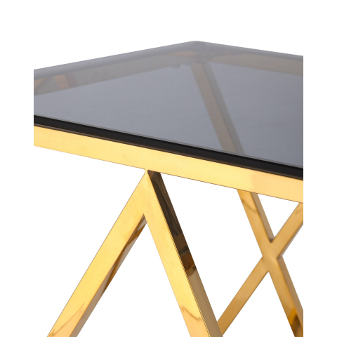 Журнальный стол 55*55 ИНСИГНИЯ золото стекло smoke