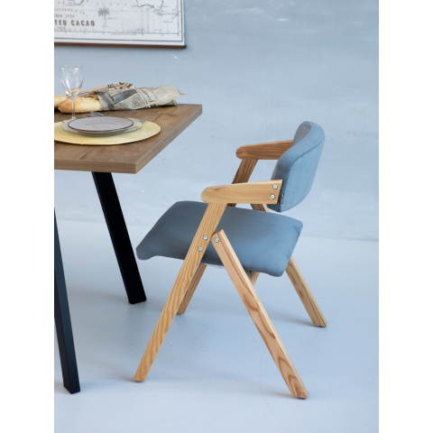 Складной стул Axel каркас натуральный цвет обивка велюр balance 996 серый