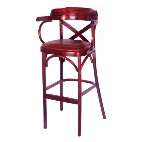 Деревянный барный стул Аполло Кантри с подлокотниками, сиденье мягкое