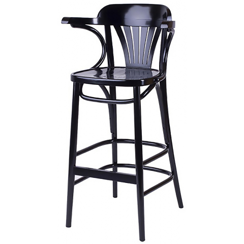 Деревянный барный венский стул BST-165 цвет венге с подлокотниками