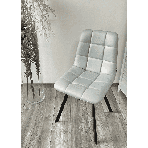 Стул CHILLI SQUARE HK017-35 экокожа серо-голубой / черный каркас