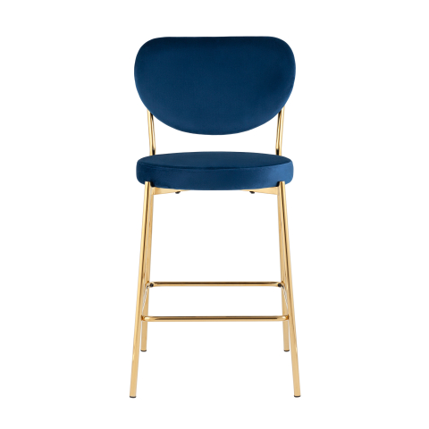 Стул полубарный Барбара велюр королевский синий золотые ножки
