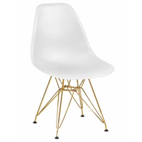 Стул обеденный Eames DSR, цвет сиденья белый (W-02), цвет основания золото