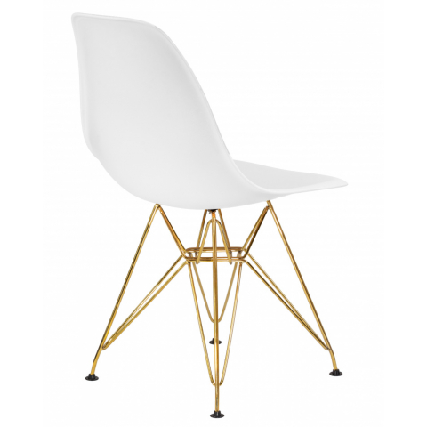 Стул обеденный Eames DSR, цвет сиденья белый (W-02), цвет основания золото