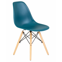 Стул обеденный Eames DSW, цвет сиденья морской волны (G-05), цвет основания светлый бук
