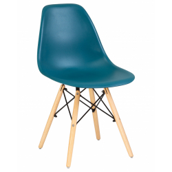 Стул обеденный Eames DSW, цвет сиденья морской волны (G-05), цвет основания светлый бук