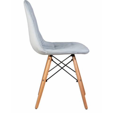 Стул обеденный Eames Soft цвет сиденья пудрово-голубой велюр (HLR-15), цвет основания светлый бук