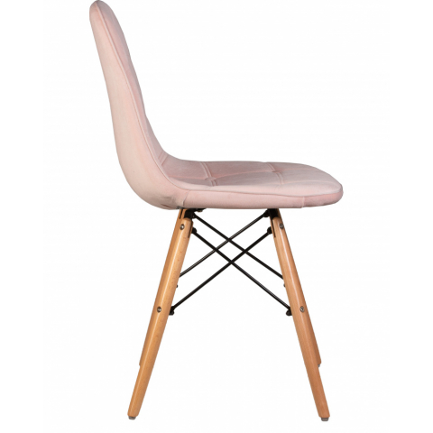 Стул Eames Soft цвет сиденья пудрово-розовый велюр (HLR-39), цвет основания светлый бук