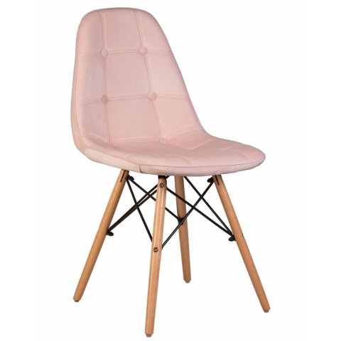Стул Eames Soft цвет сиденья пудрово-розовый велюр (HLR-39), цвет основания светлый бук