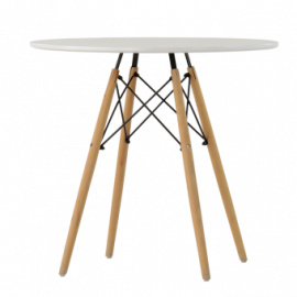 Стол Eames DSW d=800 мм цвет белый, ножки деревянные