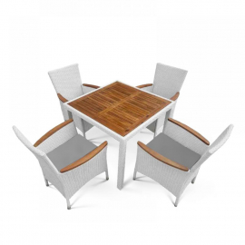 Комплект плетеной мебели AFM-440A 90x90 White (4+1)