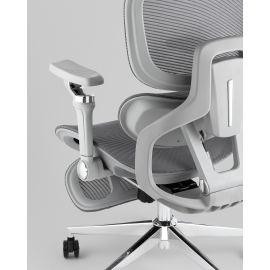 Кресло офисное TopChairs Prodigy с оттоманкой серый