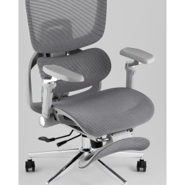 Кресло офисное TopChairs Prodigy с оттоманкой серый