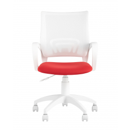 Кресло офисное TopChairs ST-BASIC-W красная ткань крестовина белый пластик