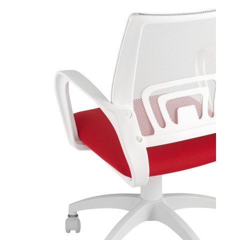 Кресло офисное TopChairs ST-BASIC-W красная ткань крестовина белый пластик