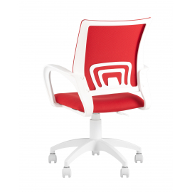 Кресло офисное Topchairs ST-BASIC-W спинка белая сетка сиденье красная ткань крестовина белый пластик