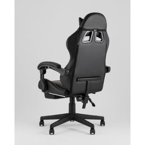 Кресло спортивное TopChairs Prophet с оттоманкой черный