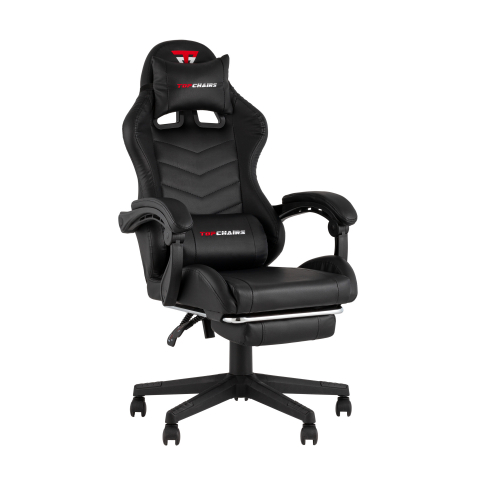 Кресло спортивное TopChairs Prophet с оттоманкой черный