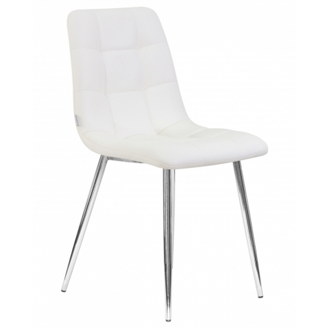 Стул обеденный ALEX, цвет сиденья белая экокожа (P-02), цвет основания хромированная сталь
