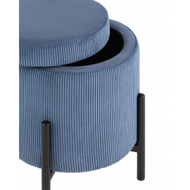 Пуф Дали с ящиком велюр бледно-синий