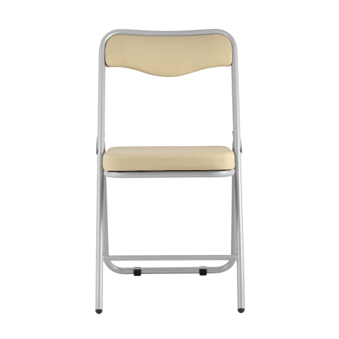 Складной стул Джонни экокожа кремовый каркас металлик