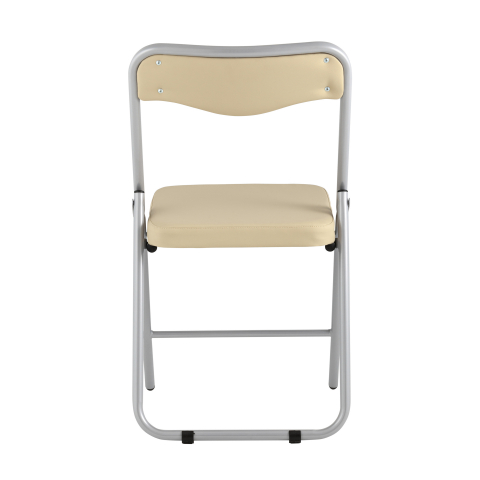 Складной стул Джонни экокожа кремовый каркас металлик