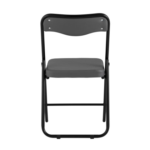 Складной стул Джонни экокожа серый каркас черный матовый